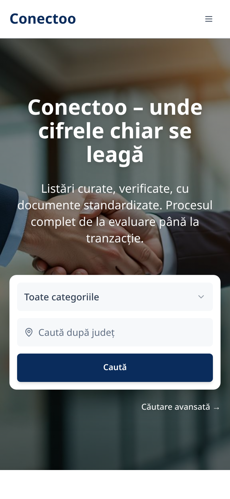 Versiunea mobilă a site-ului Conectoo